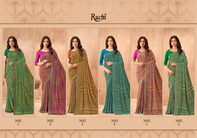 Vivanta Silk 34 By Ruchi Silk Crepe Printed Sarees Wholesale Clothing Suppliers In India